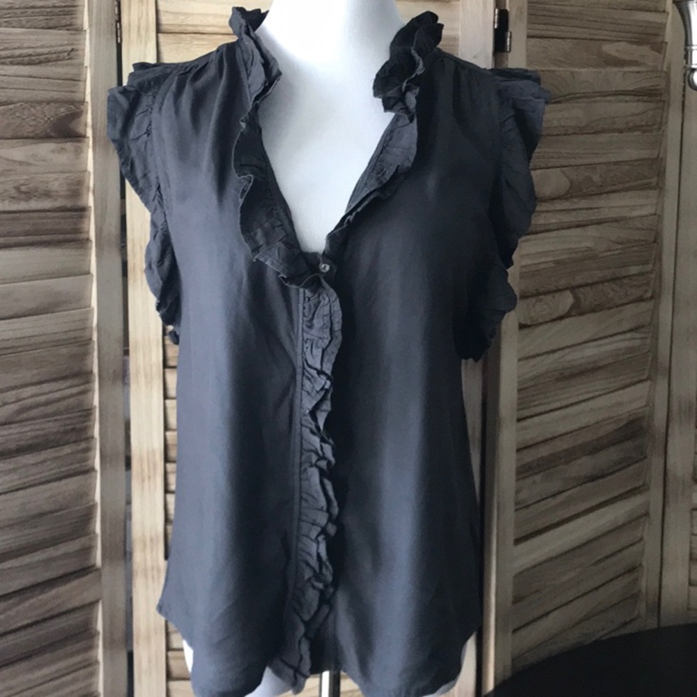 Dylan Ruffle Top Dark Gray XS